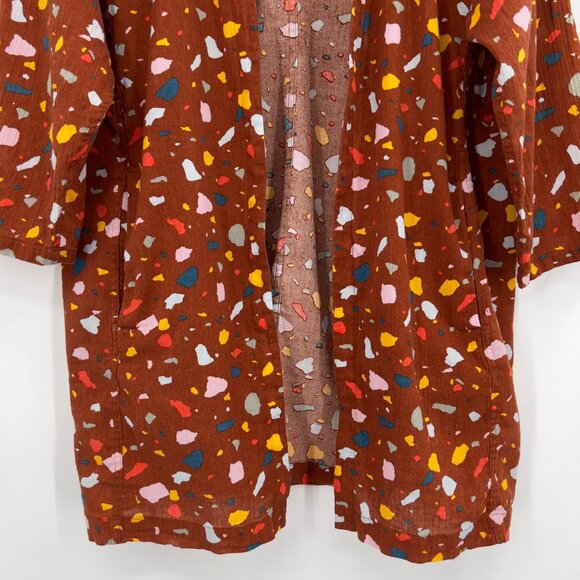 Madewell Short Robe Jacket Terazzo Bunt Umber Open Front Kimono Jacket Small - Picture 4 of 11
